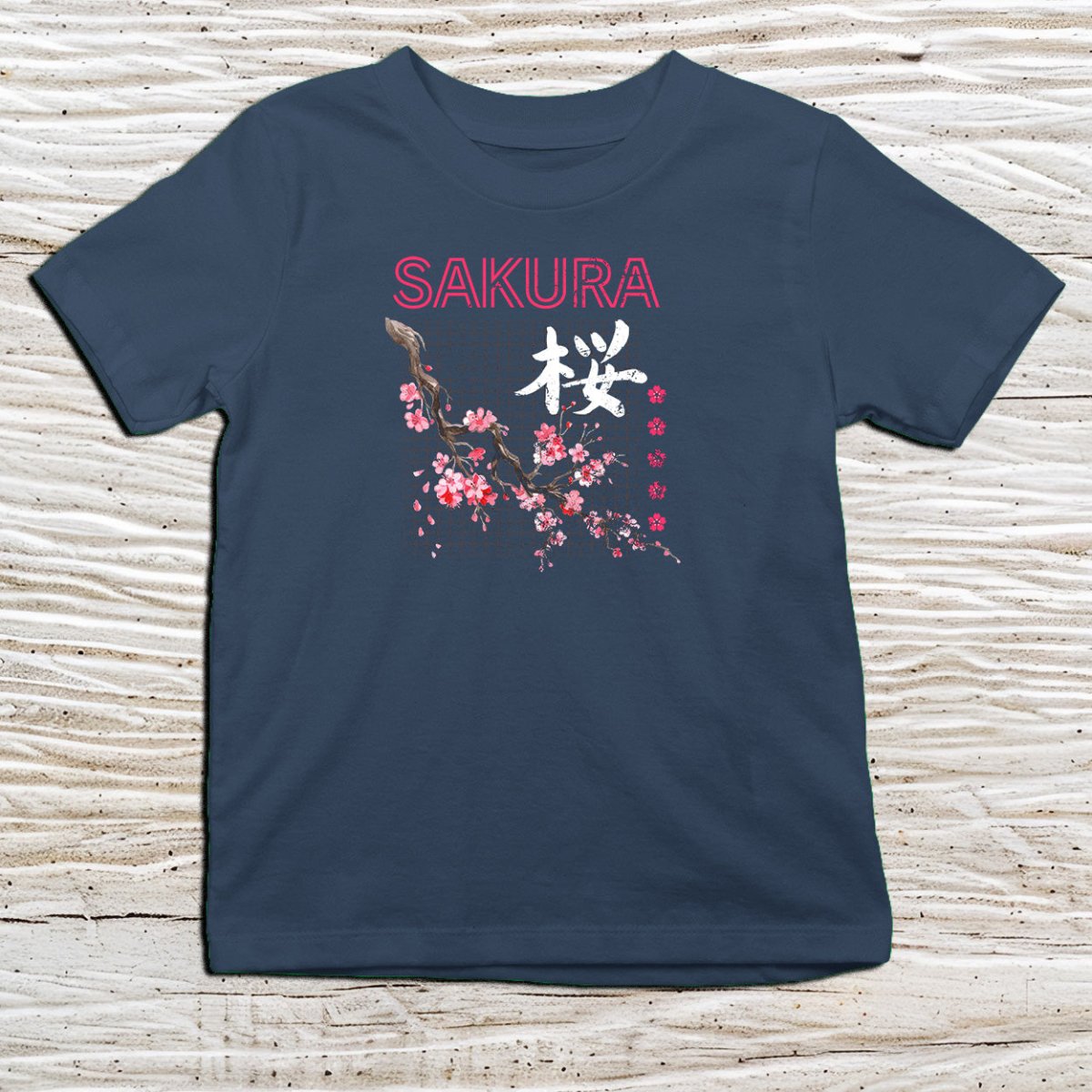 Navy Sakura Kanji Kids T-Shirt – 桜 Japanese Inspired Shirt - Kanji Soul