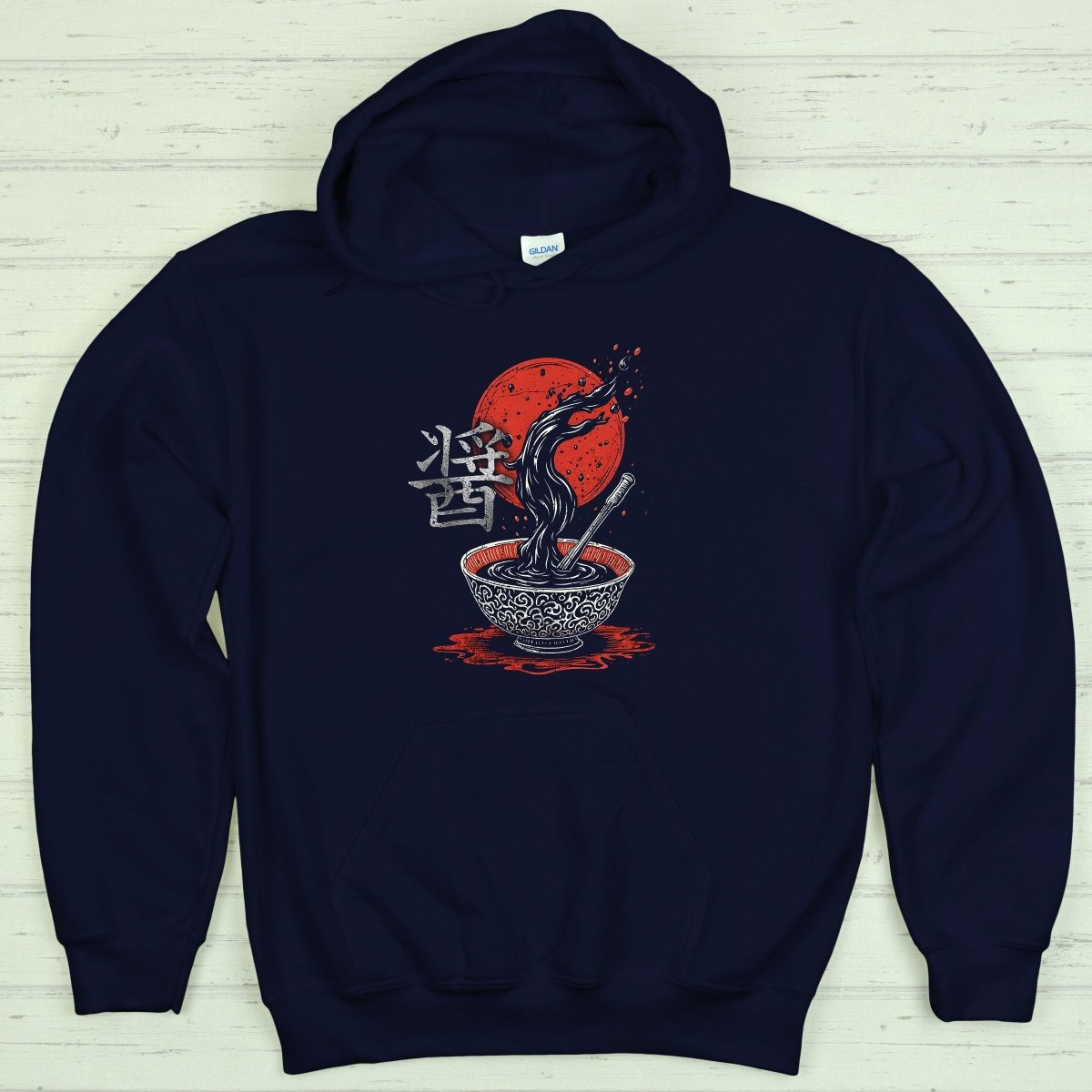 Navy Soy Sauce 醤 Japanese Kanji Premium Hoodie - Kanji Soul