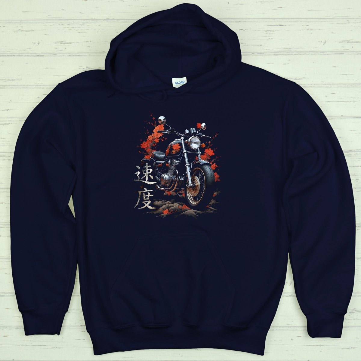 Navy Speed 速度 Japanese Kanji Premium Hoodie - Kanji Soul