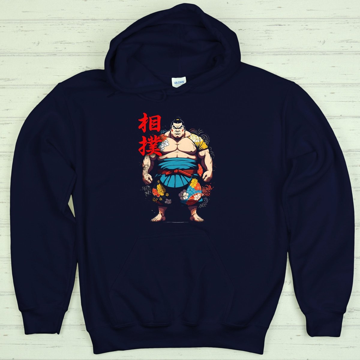 Navy Sumo 相撲 Japanese Kanji Premium Hoodie - Kanji Soul
