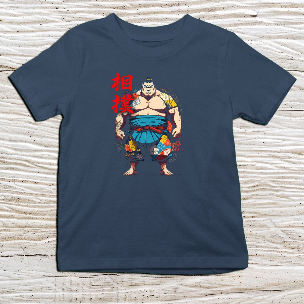 Navy Sumo Kanji Kids T-Shirt – 相撲 Japanese Inspired Shirt - Kanji Soul