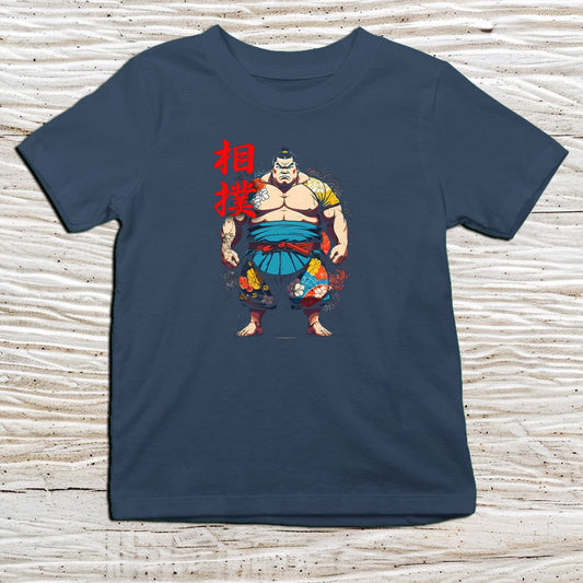 Navy Sumo Kanji Kids T-Shirt – 相撲 Japanese Inspired Shirt - Kanji Soul