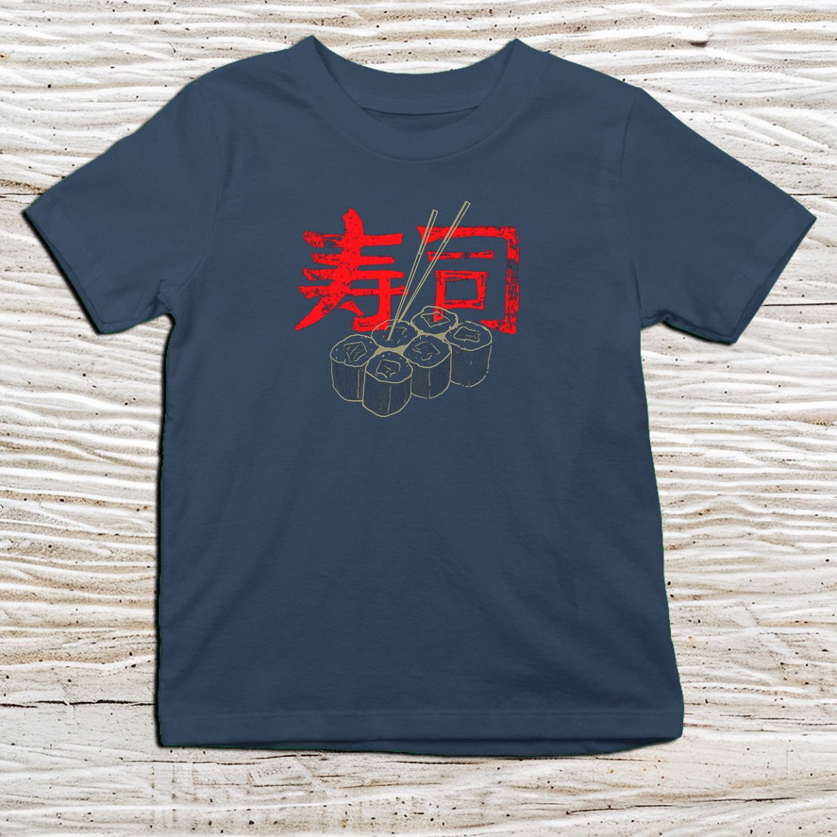 Navy Sushi Kanji Kids T-Shirt – 寿司 Japanese Inspired Shirt - Kanji Soul