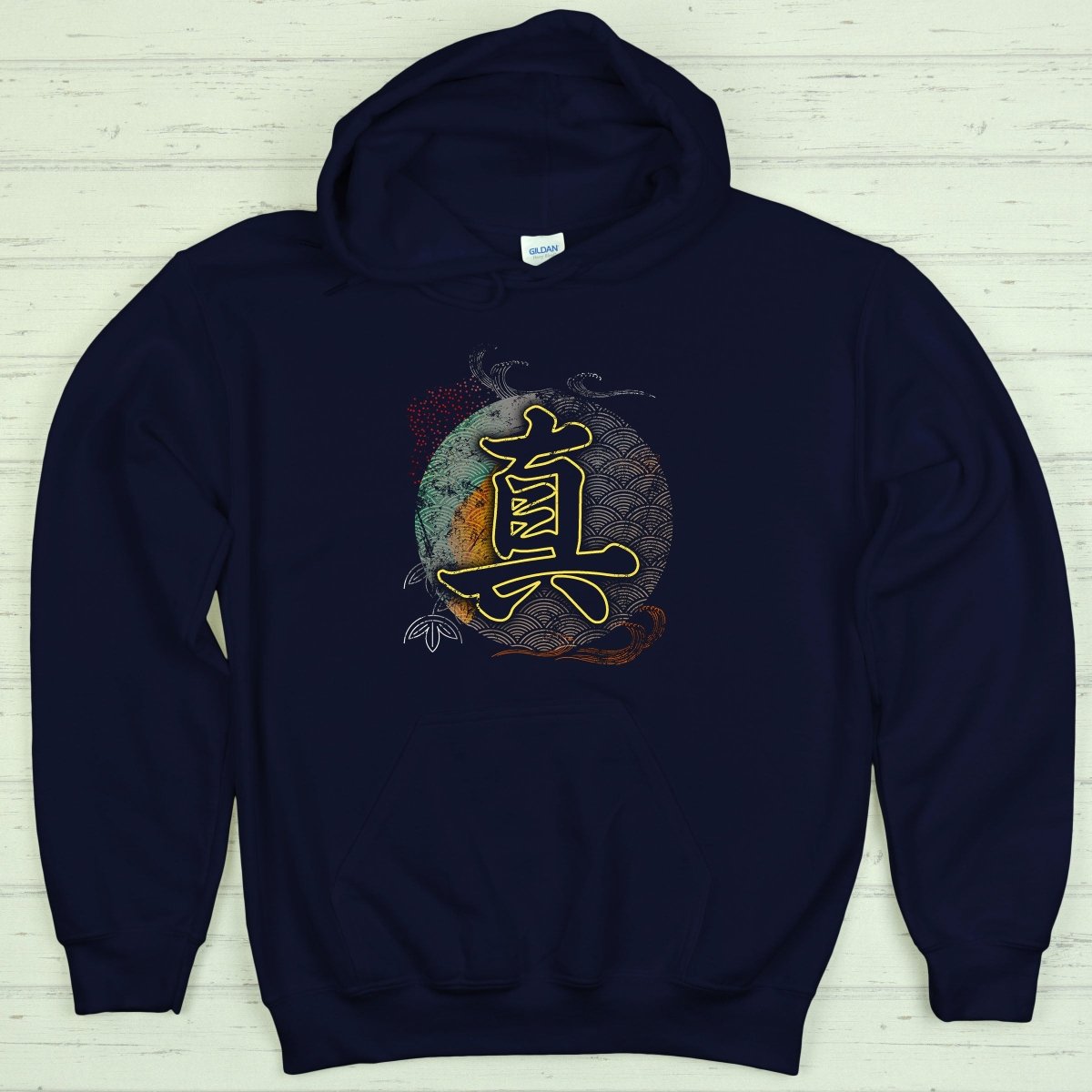 Navy Truth 真 Japanese Kanji Premium Hoodie - Kanji Soul