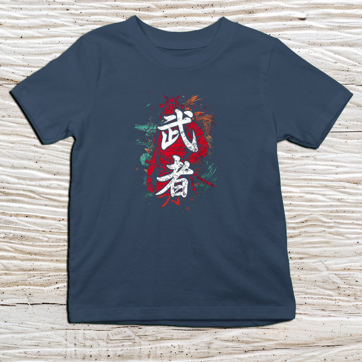 Navy Warrior Kanji Kids T-Shirt – 戦士 Japanese Inspired Shirt - Kanji Soul