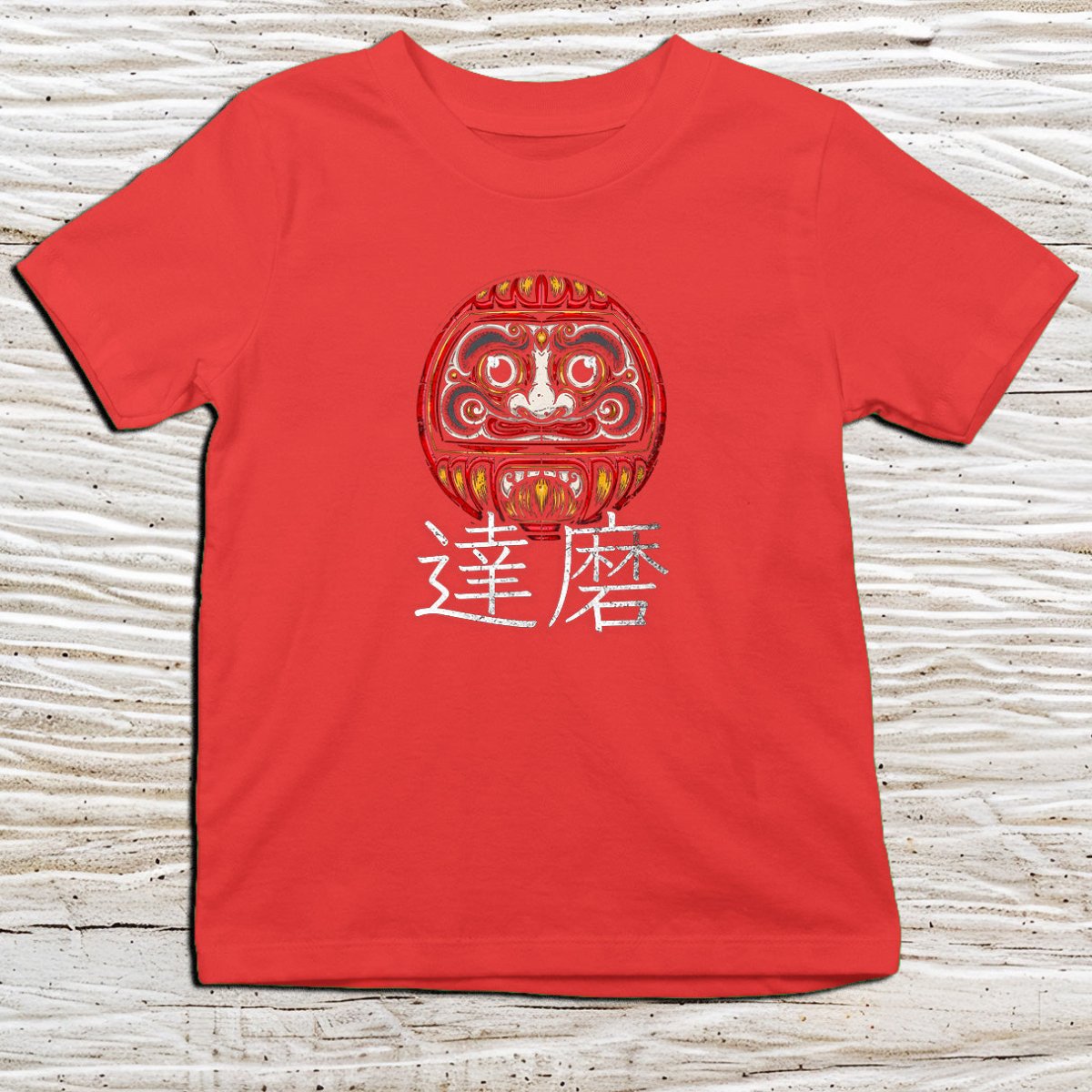 Red Daruma Kanji Kids T-Shirt – 達磨 Japanese Inspired Shirt - Kanji Soul