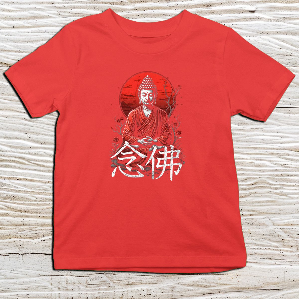 Red Nembutsu Kanji Kids T-Shirt – 念仏 Japanese Inspired Shirt - Kanji Soul
