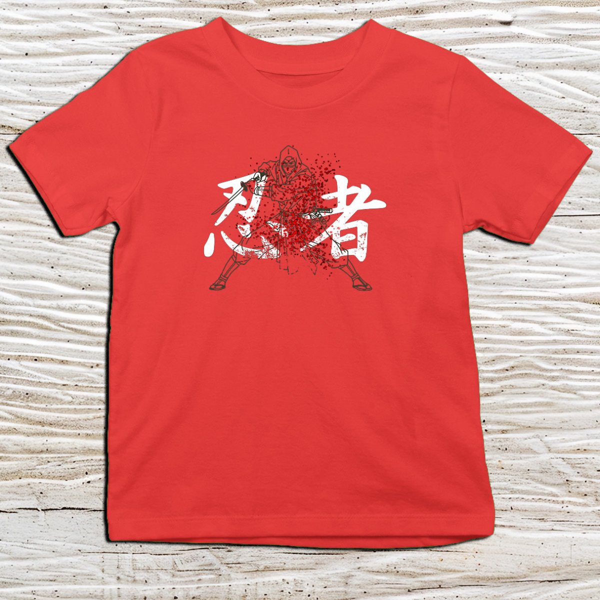 Red Ninja Kanji Kids T-Shirt – 忍者 Japanese Inspired Shirt - Kanji Soul