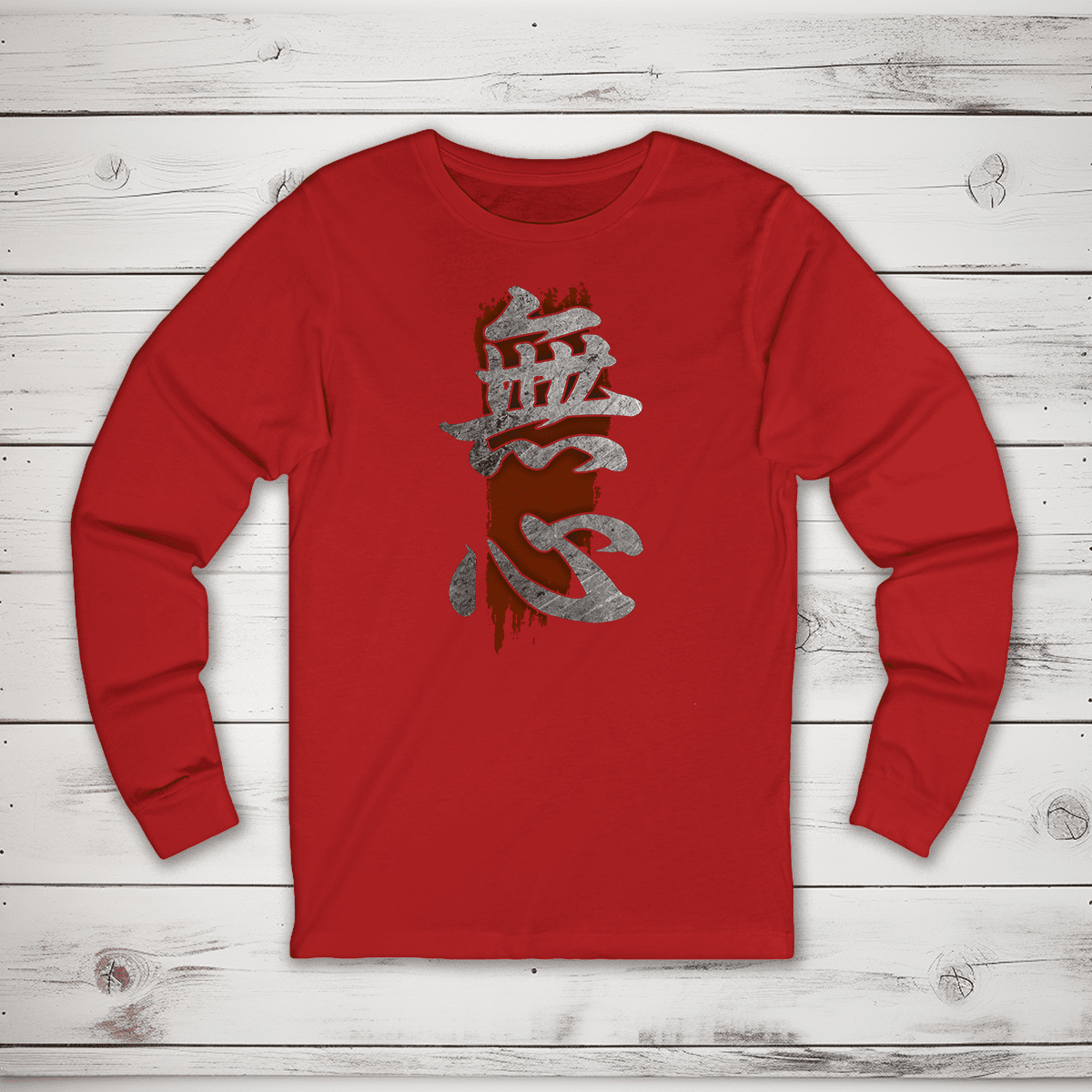 Red No Mind 無心 Japanese Kanji Long Sleeve Shirt - Kanji Soul