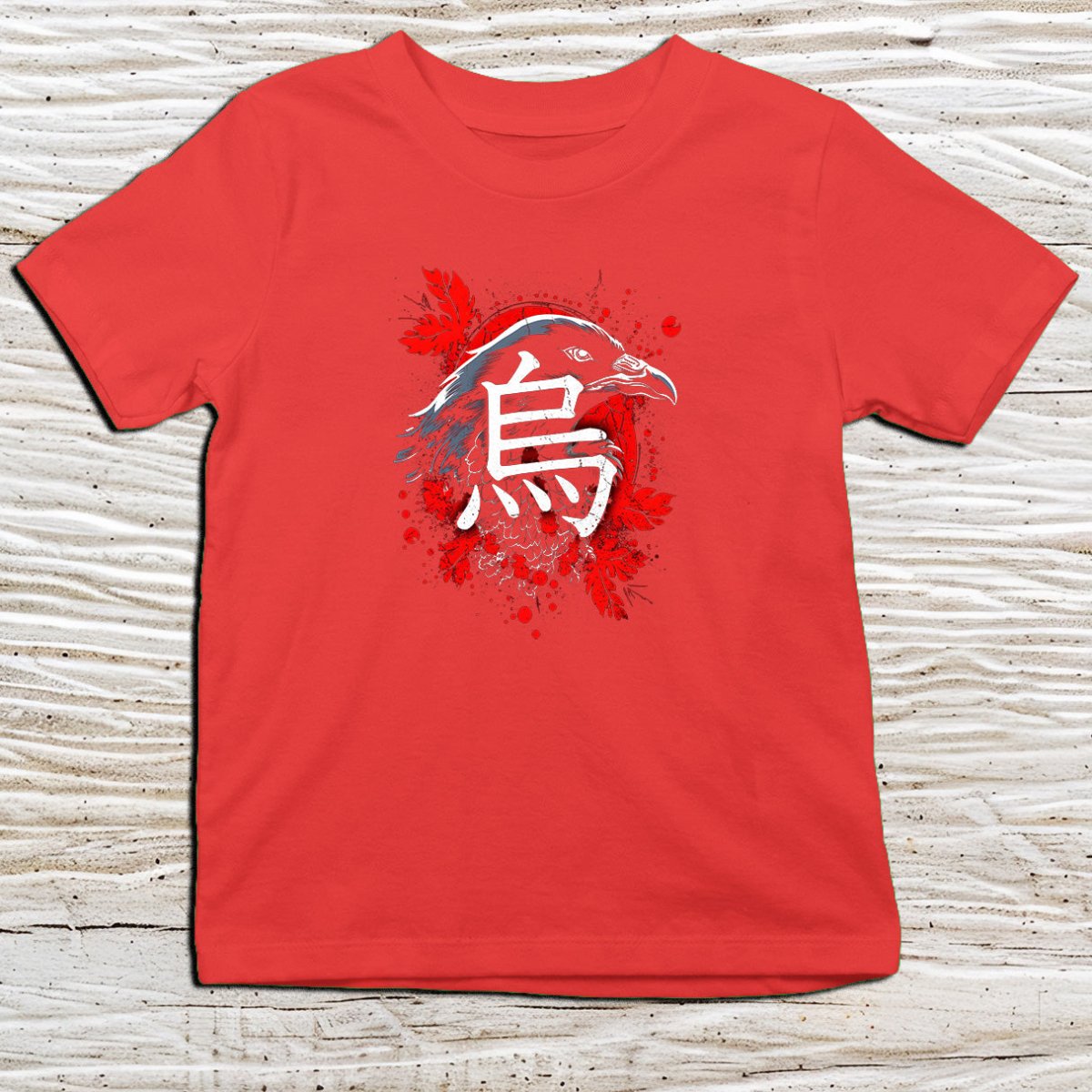Red Raven Kanji Kids T-Shirt – 烏 Japanese Inspired Shirt - Kanji Soul