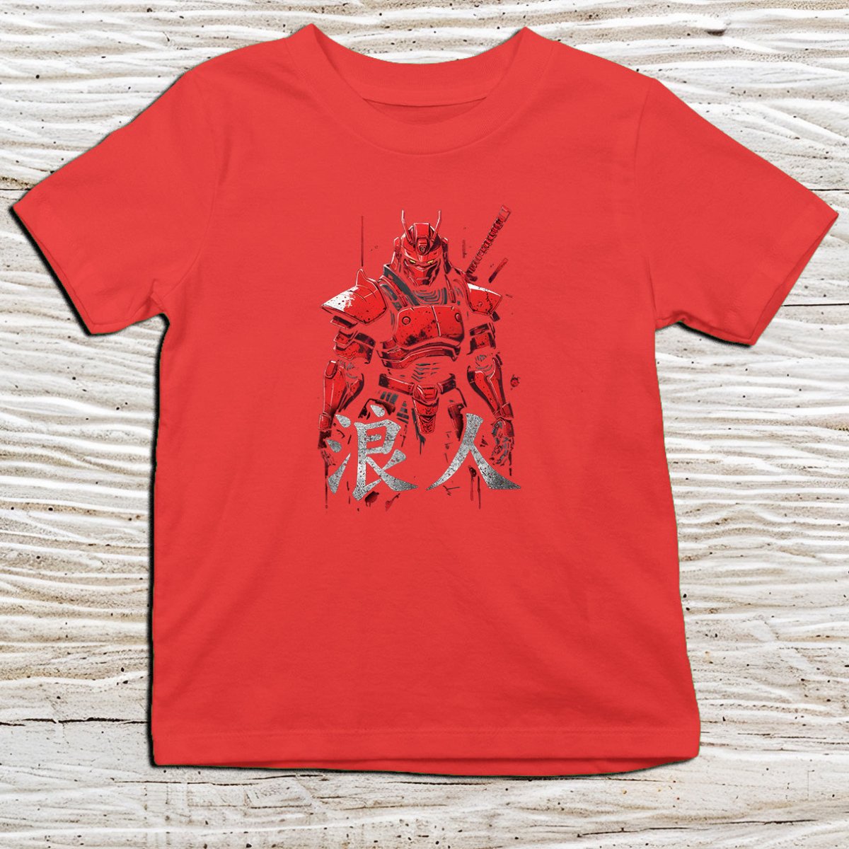 Red Ronin Robot Kanji Kids T-Shirt – 浪人 Japanese Inspired Shirt - Kanji Soul