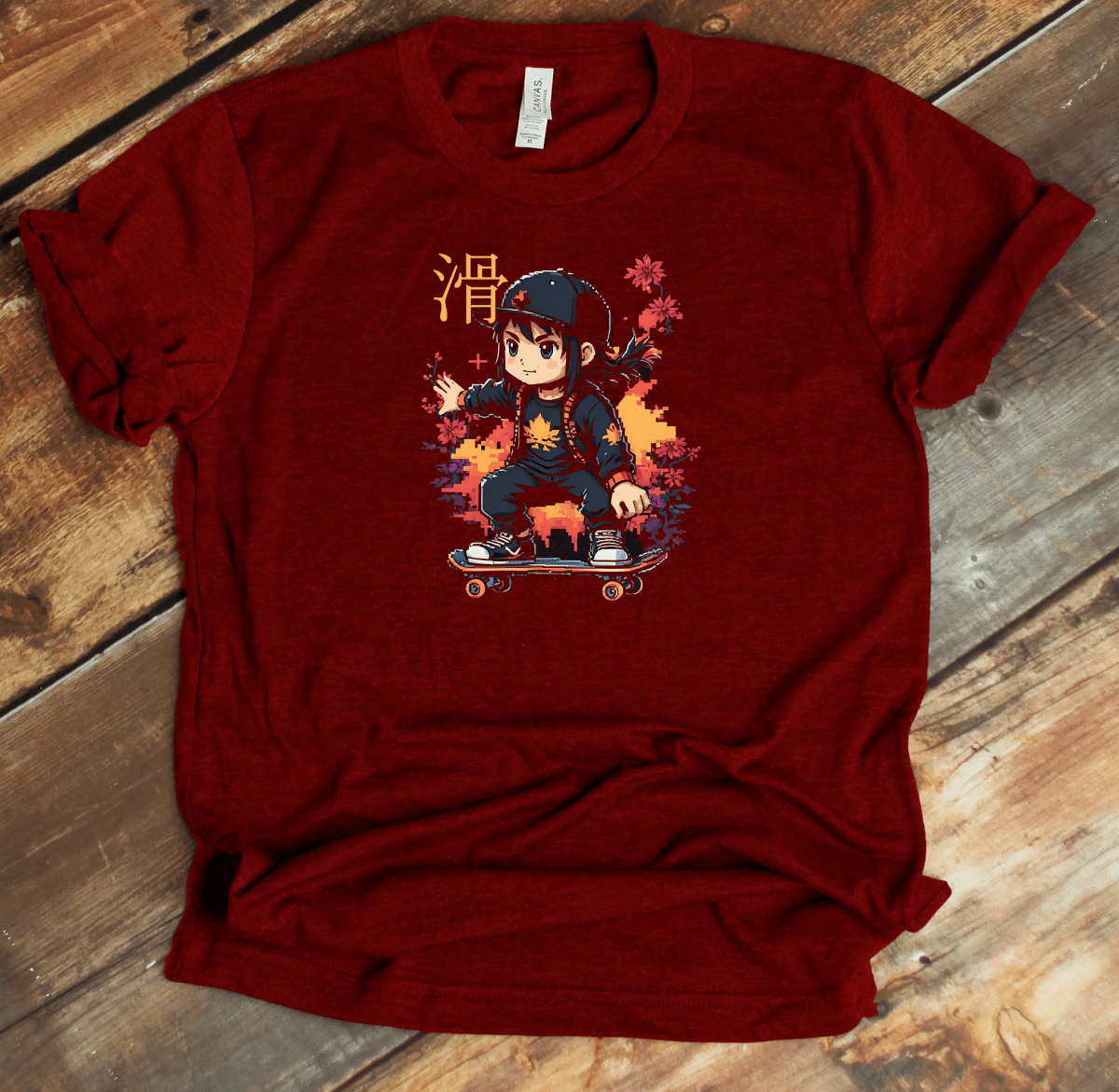 Red Skater Kanji Premium T-Shirt - KanjiSoul