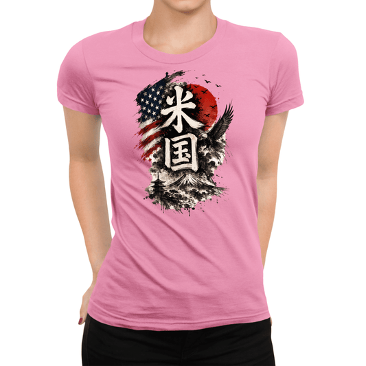 S America (Beikoku) Japanese Kanji Patriotic Women's T-Shirt - Kanji Soul