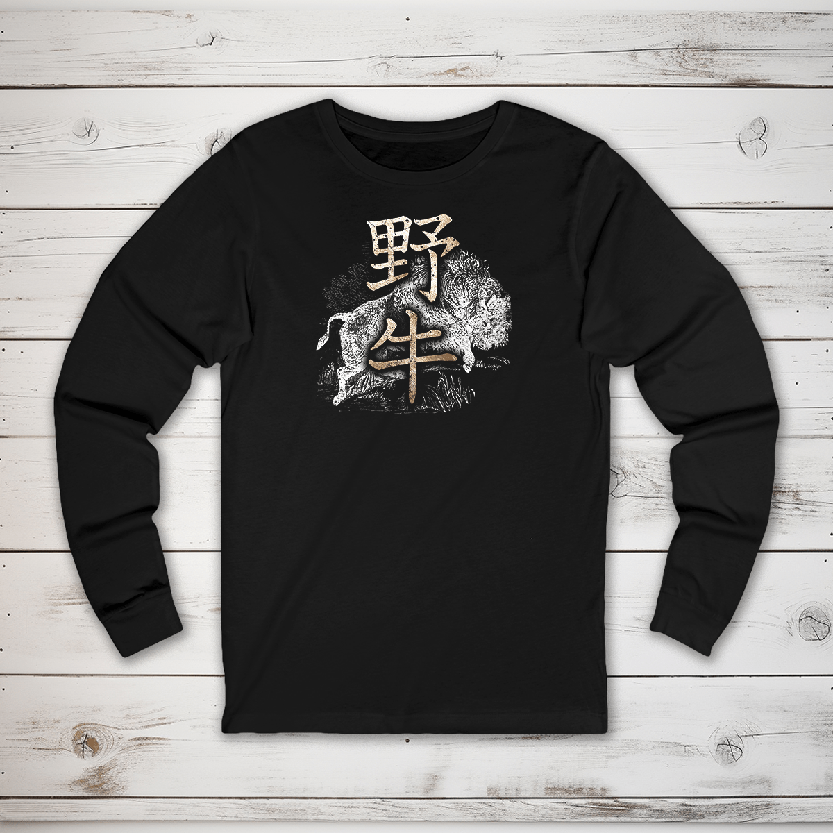 S Buffalo Kanji Long Sleeve T-Shirt - KanjiSoul