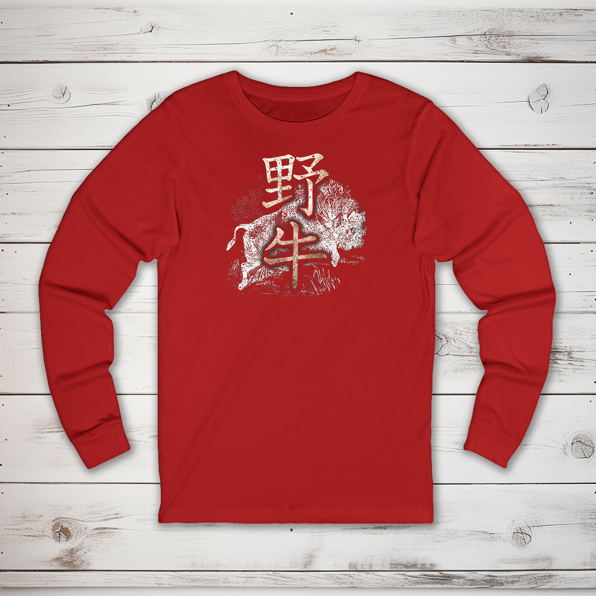 S Buffalo Kanji Long Sleeve T-Shirt - KanjiSoul