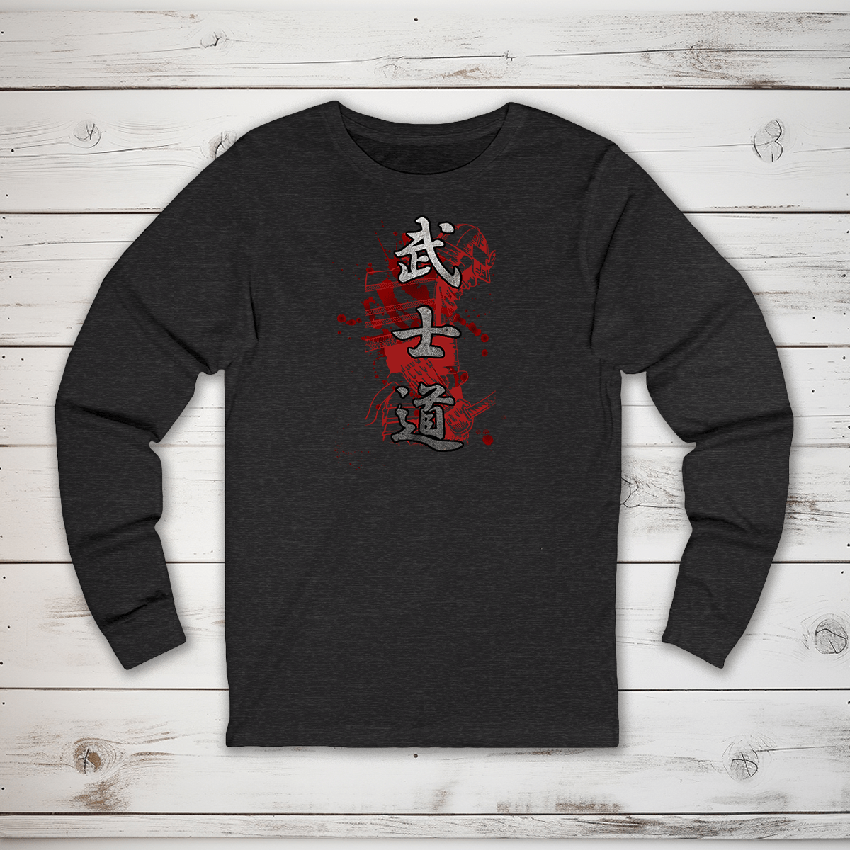 S Bushido Blood Kanji Long Sleeve T-Shirt - KanjiSoul