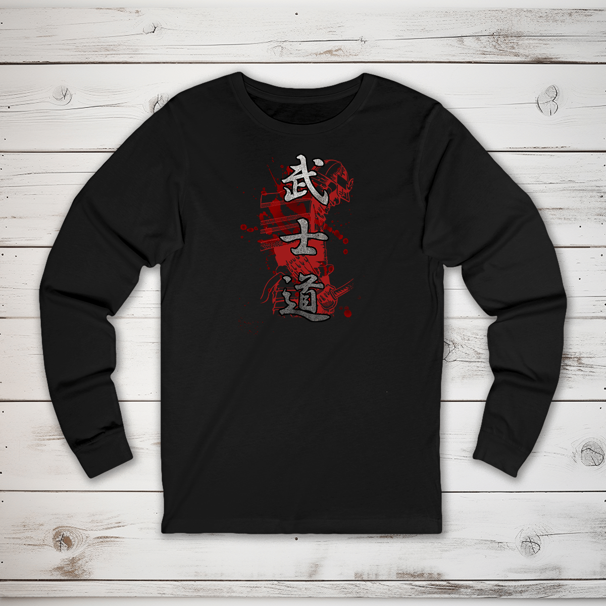 S Bushido Blood Kanji Long Sleeve T-Shirt - KanjiSoul