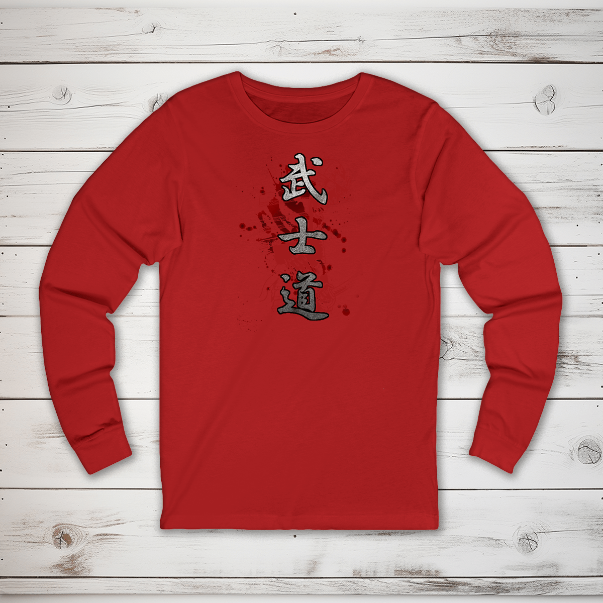 S Bushido Blood Kanji Long Sleeve T-Shirt - KanjiSoul