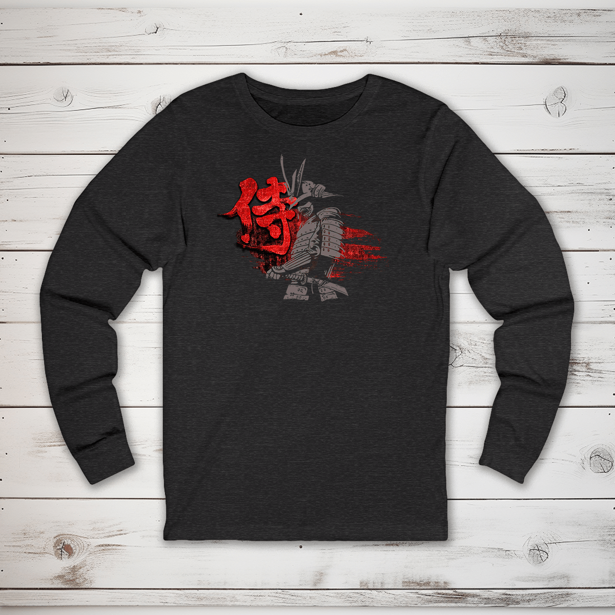 S Bushido Warrior Kanji Long Sleeve T-Shirt - KanjiSoul