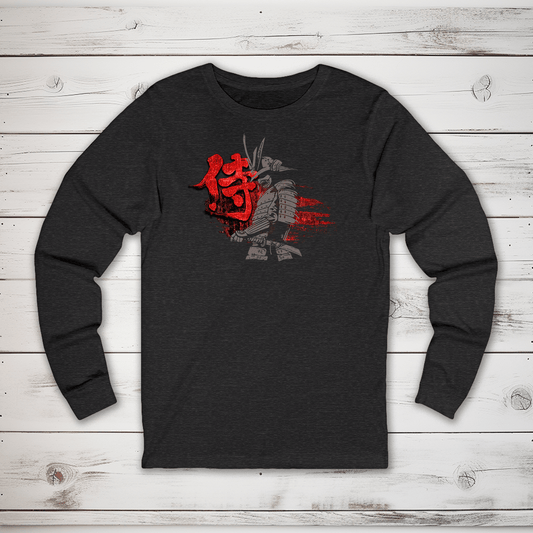 S Bushido Warrior Kanji Long Sleeve T-Shirt - KanjiSoul