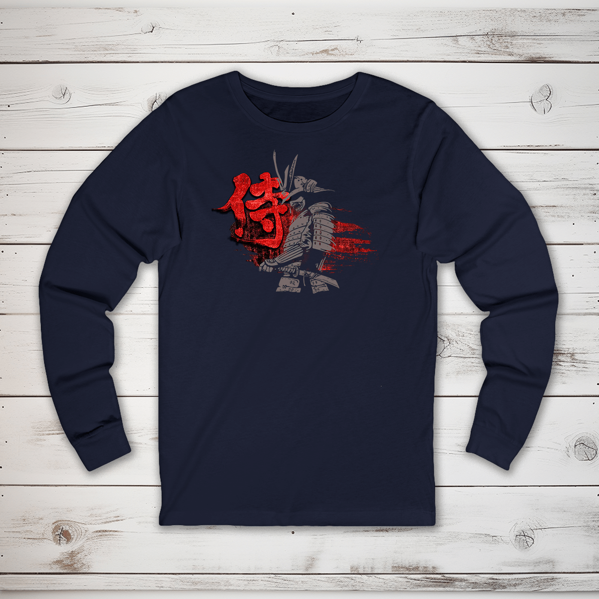 S Bushido Warrior Kanji Long Sleeve T-Shirt - KanjiSoul