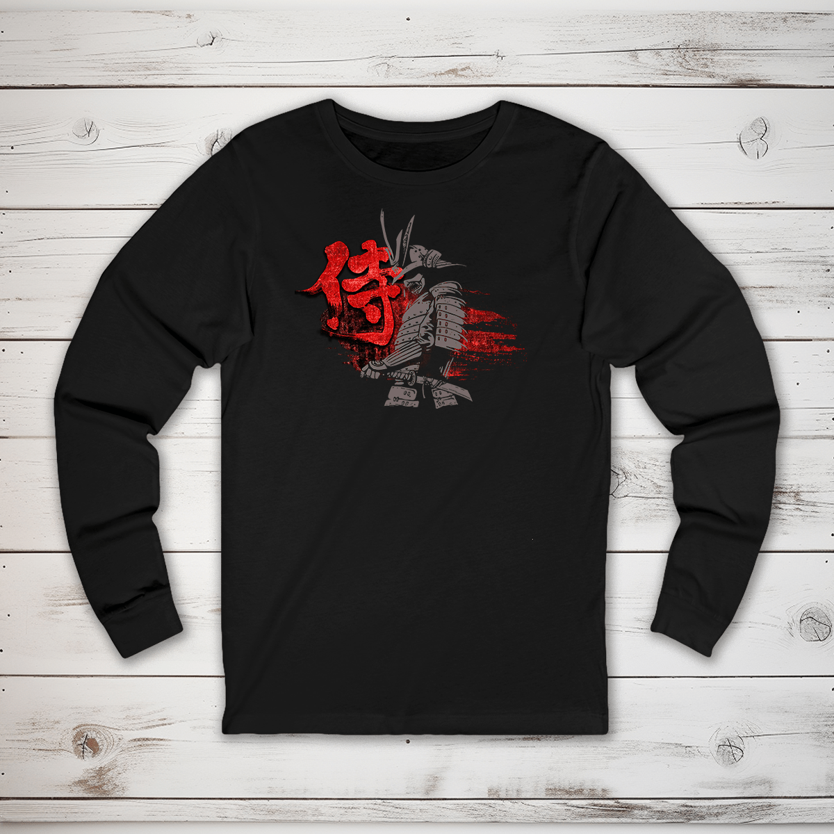 S Bushido Warrior Kanji Long Sleeve T-Shirt - KanjiSoul