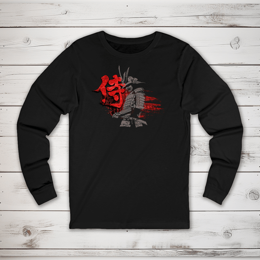 S Bushido Warrior Kanji Long Sleeve T-Shirt - KanjiSoul
