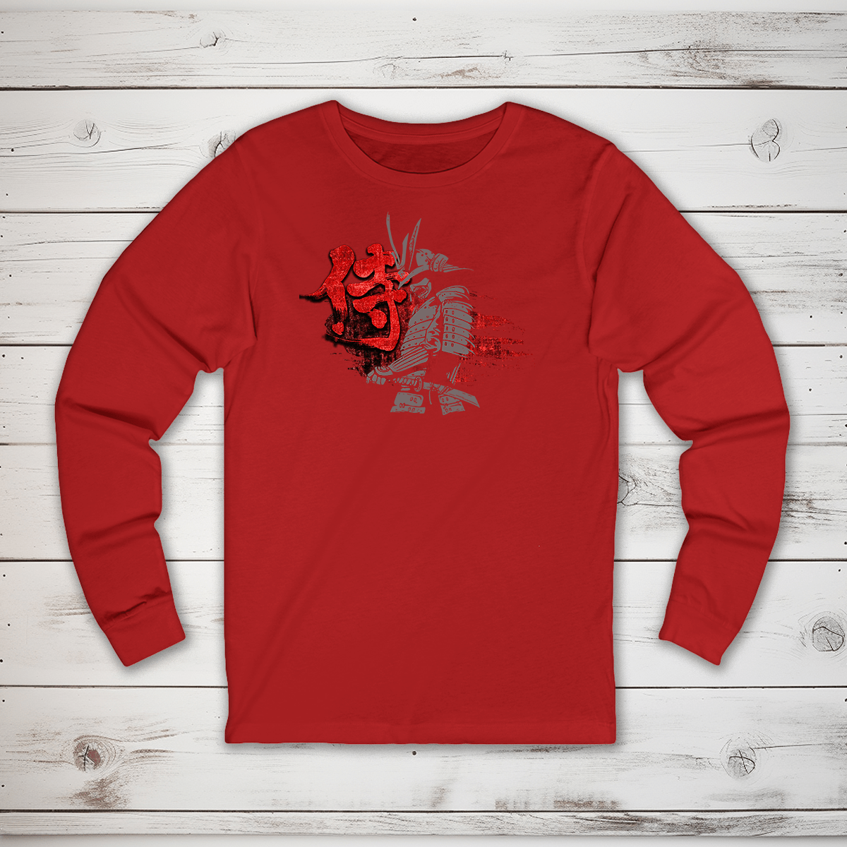 S Bushido Warrior Kanji Long Sleeve T-Shirt - KanjiSoul