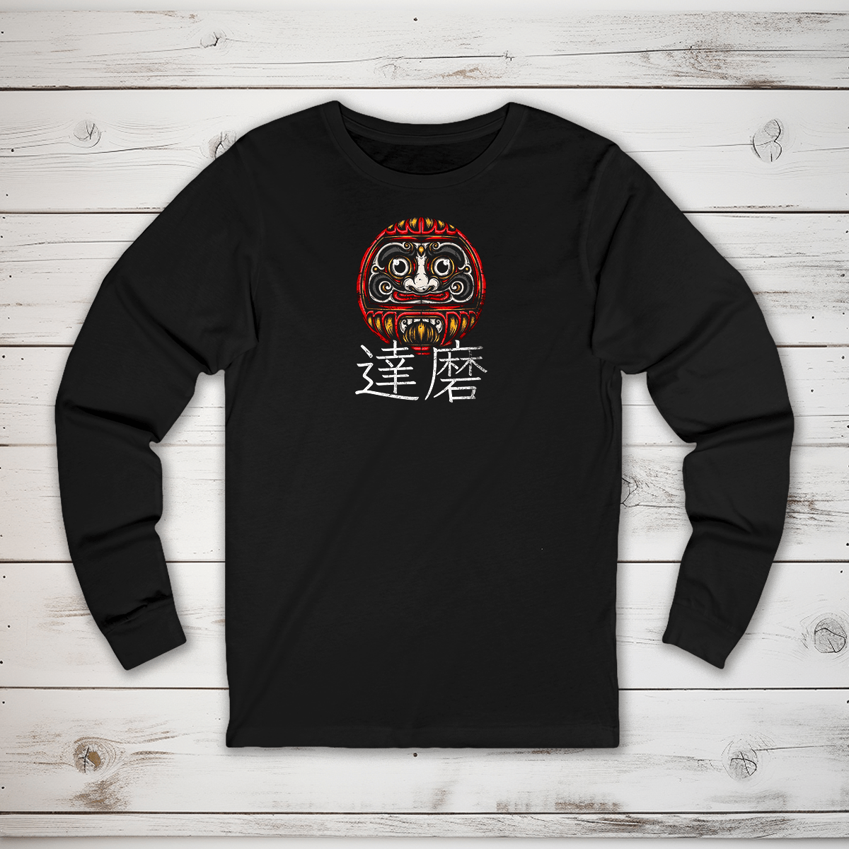 S Daruma Kanji Long Sleeve T-Shirt - KanjiSoul