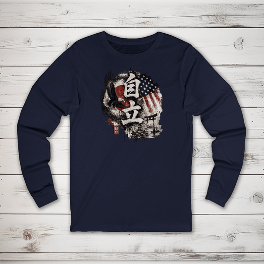 S Freedom (Jiyu) Japanese Kanji Patriotic Long Sleeve T-Shirt - Kanji Soul