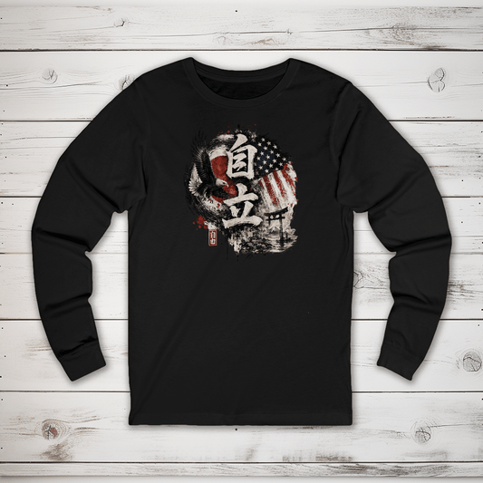 S Freedom (Jiyu) Japanese Kanji Patriotic Long Sleeve T-Shirt - Kanji Soul