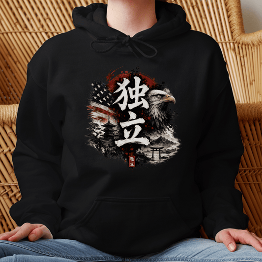 S Independence Japanese Kanji Patriotic Hoodie - Kanji Soul