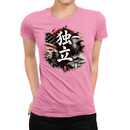 S Independence Japanese Kanji Patriotic Women's T-Shirt - Kanji Soul