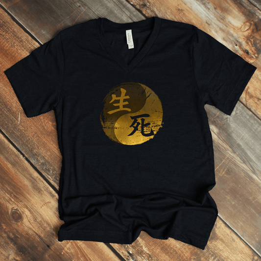 S Life & Death 生死 – Japanese Kanji V - Neck Shirt - KanjiSoul