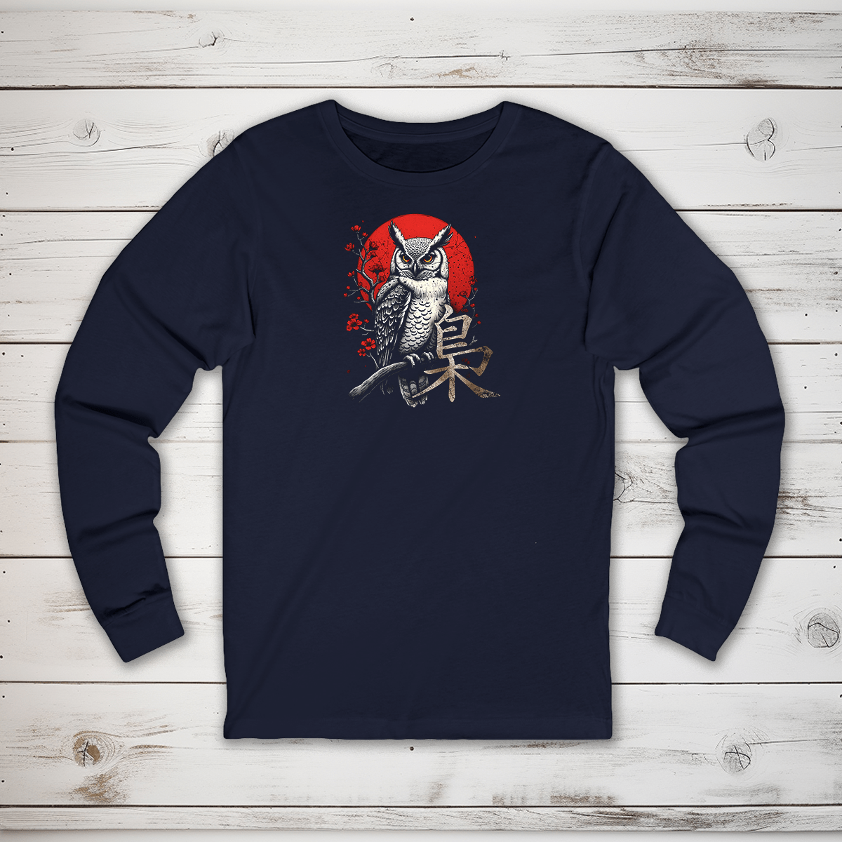 S Owl Kanji Long Sleeve T-Shirt - KanjiSoul