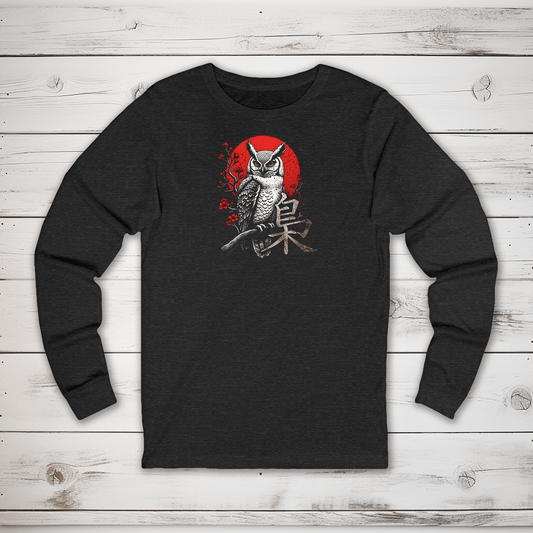 S Owl Kanji Long Sleeve T-Shirt - KanjiSoul