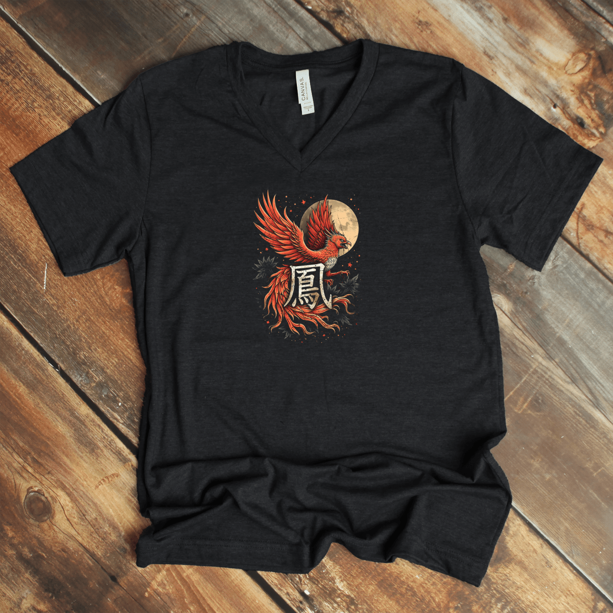S Phoenix 鳳 – Japanese Kanji V - Neck Shirt - KanjiSoul