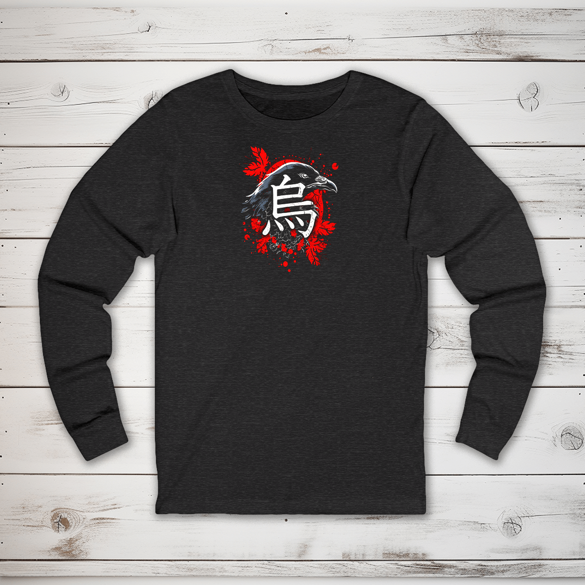 S Raven Kanji Long Sleeve T-Shirt - KanjiSoul