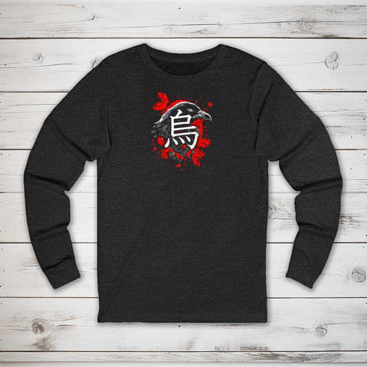 S Raven Kanji Long Sleeve T-Shirt - KanjiSoul