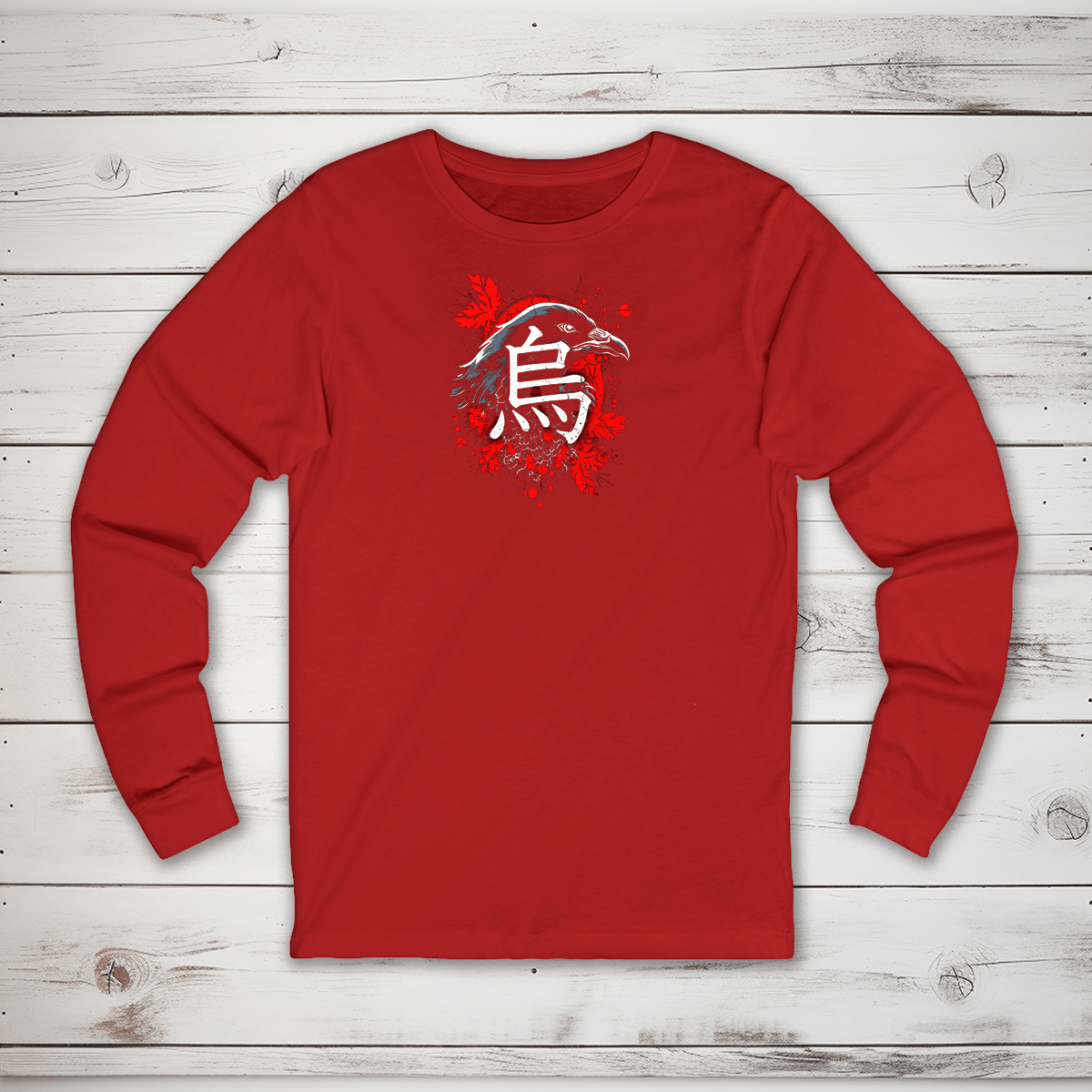 S Raven Kanji Long Sleeve T-Shirt - KanjiSoul