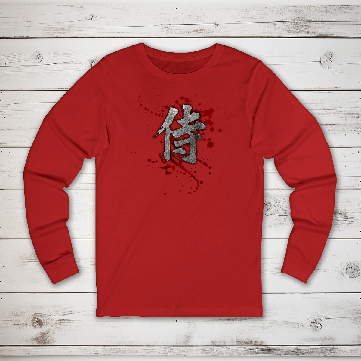 S Samurai Blood Kanji Long Sleeve T-Shirt - KanjiSoul