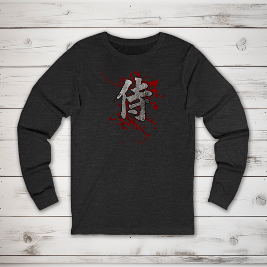 S Samurai Blood Kanji Long Sleeve T-Shirt - KanjiSoul