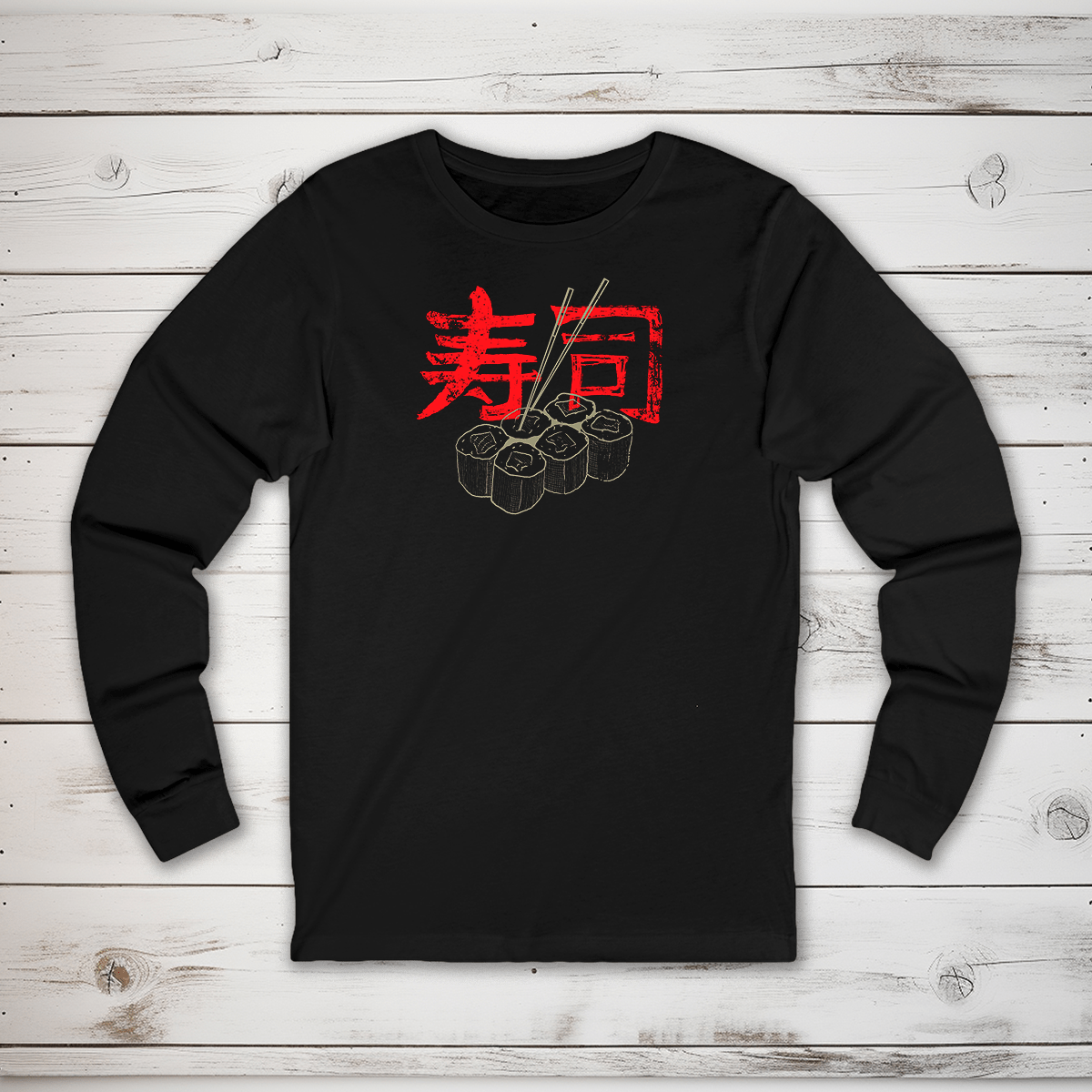 S Sushi Kanji Long Sleeve T-Shirt - KanjiSoul