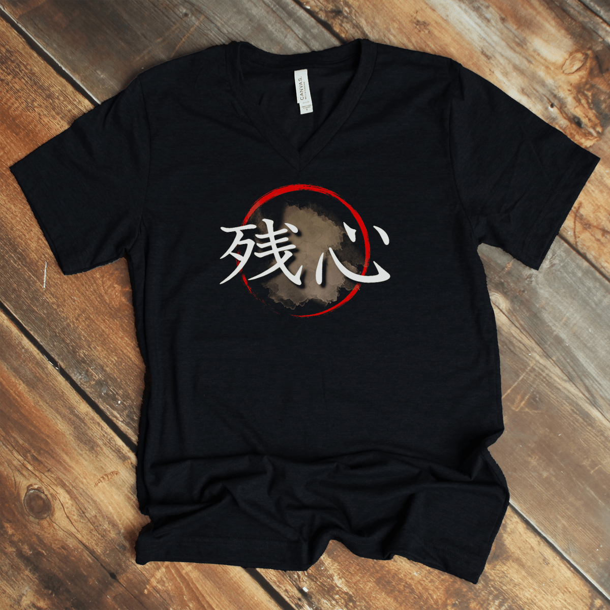 S Zanshin Kanji Japanese Premium Unisex V - Neck T-Shirt - Kanji Soul
