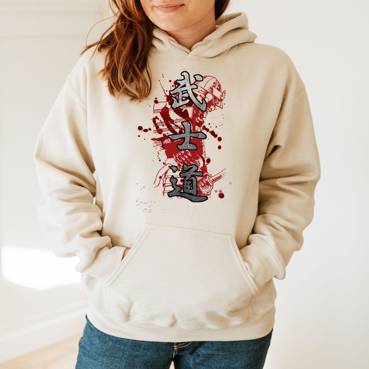 Sand Bushido Blood 武士道 Japanese Kanji Premium Hoodie - Kanji Soul
