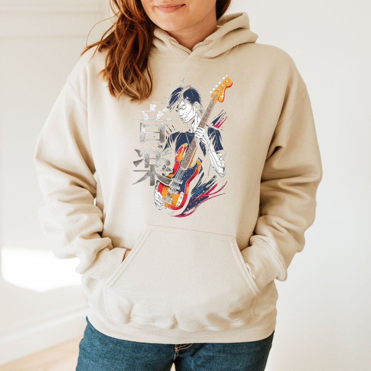 Sand Music 音楽 Japanese Kanji Bassist Hoodie - Kanji Soul