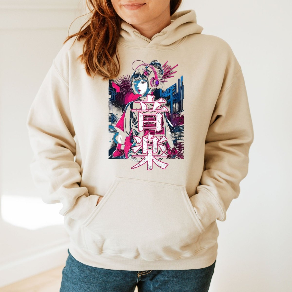 Sand Music 音楽 Japanese Kanji Techno Hoodie - Kanji Soul