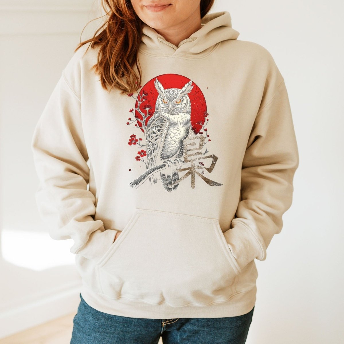 Sand Owl 梟 Japanese Kanji Premium Hoodie - Kanji Soul