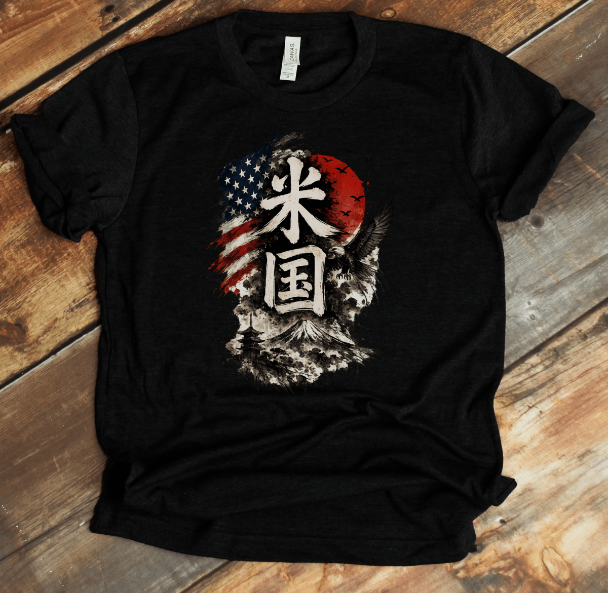 XS America (Beikoku) Japanese Kanji Patriotic Unisex T-Shirt - Kanji Soul
