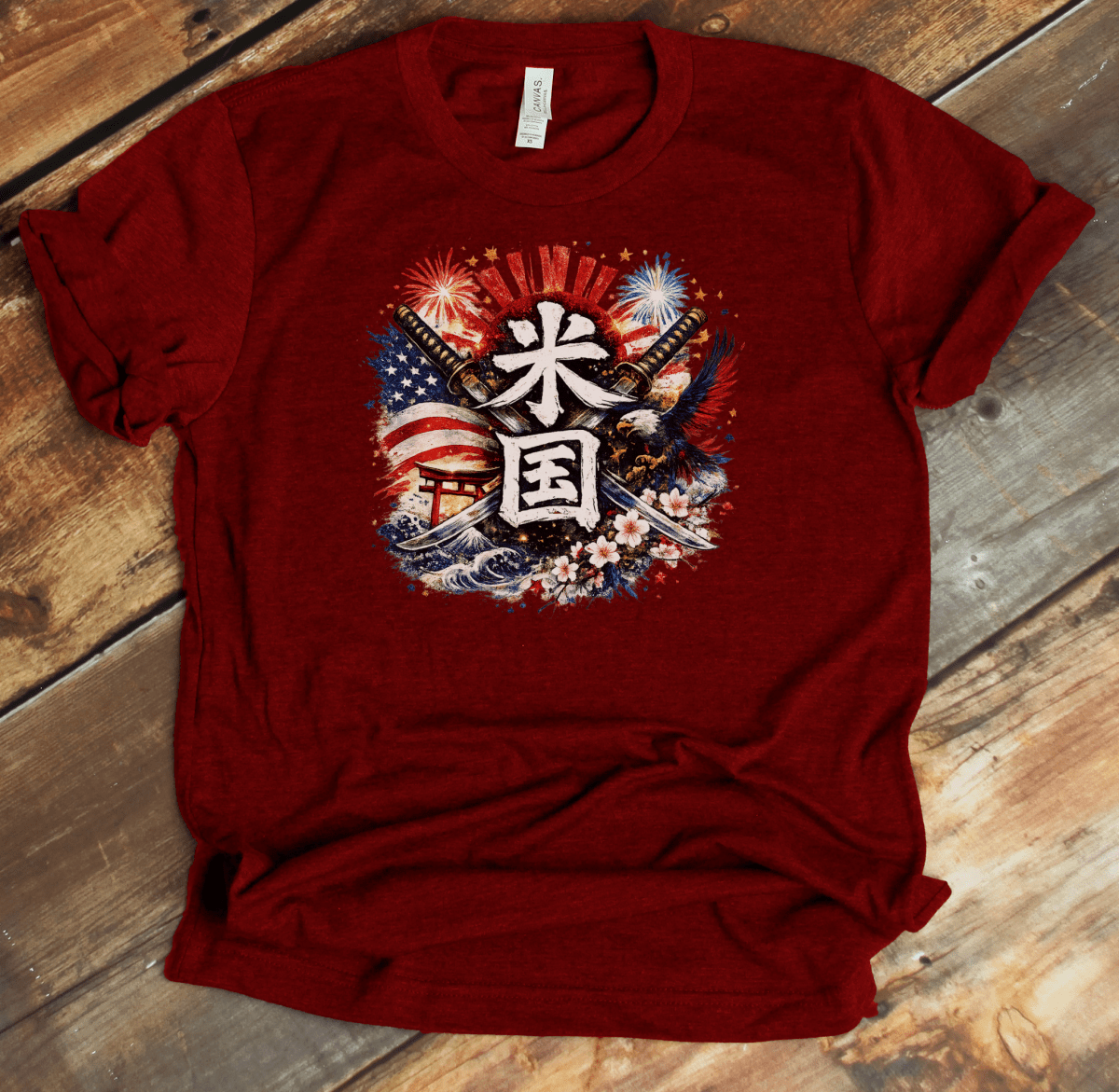 XS American Spirit Japanese Kanji Patriotic Unisex T-Shirt - Kanji Soul